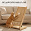 Griffoir vertical à angle réglable pour chat, cadre en bois naturel, griffoir en sisal avec balles interactives, griffoir multifonctionnel pour chats d'intérieur afin d'aiguiser leurs griffes et de lutter contre l'ennui.