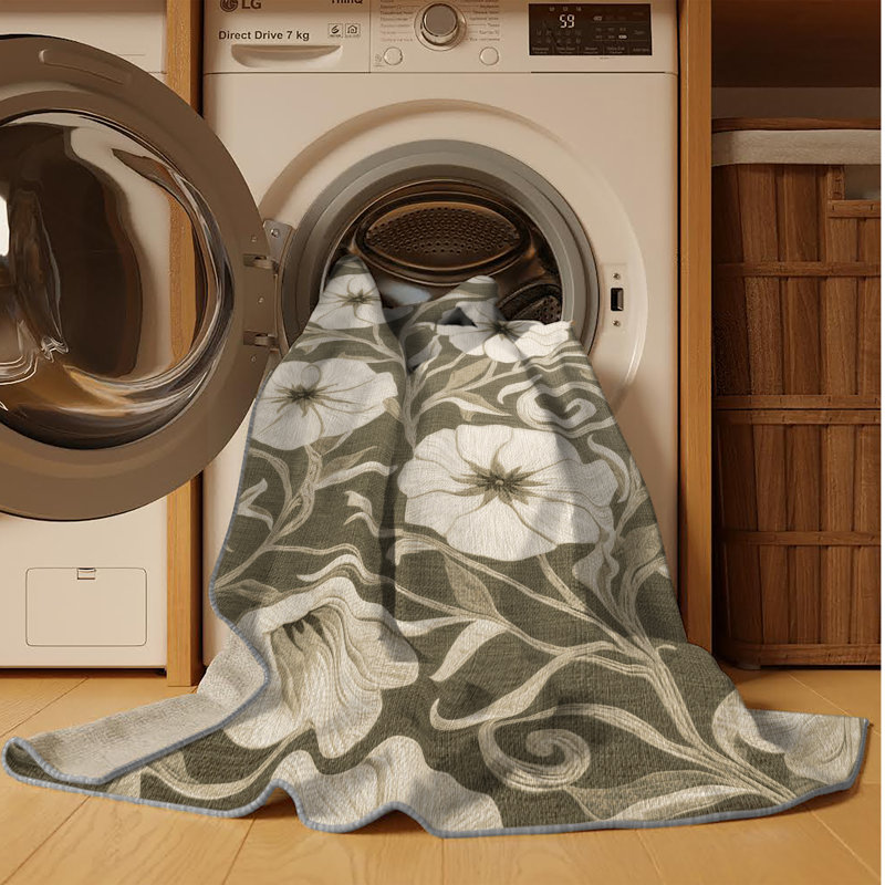 Machine Washable Botanical Brown Area Rug, Rectangle 2' x 3'