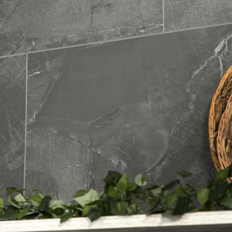 Palisade 25.6 in. x 14.8 in. Interlocking Vinyl Waterproof Wall Tiles, Cracked Slate