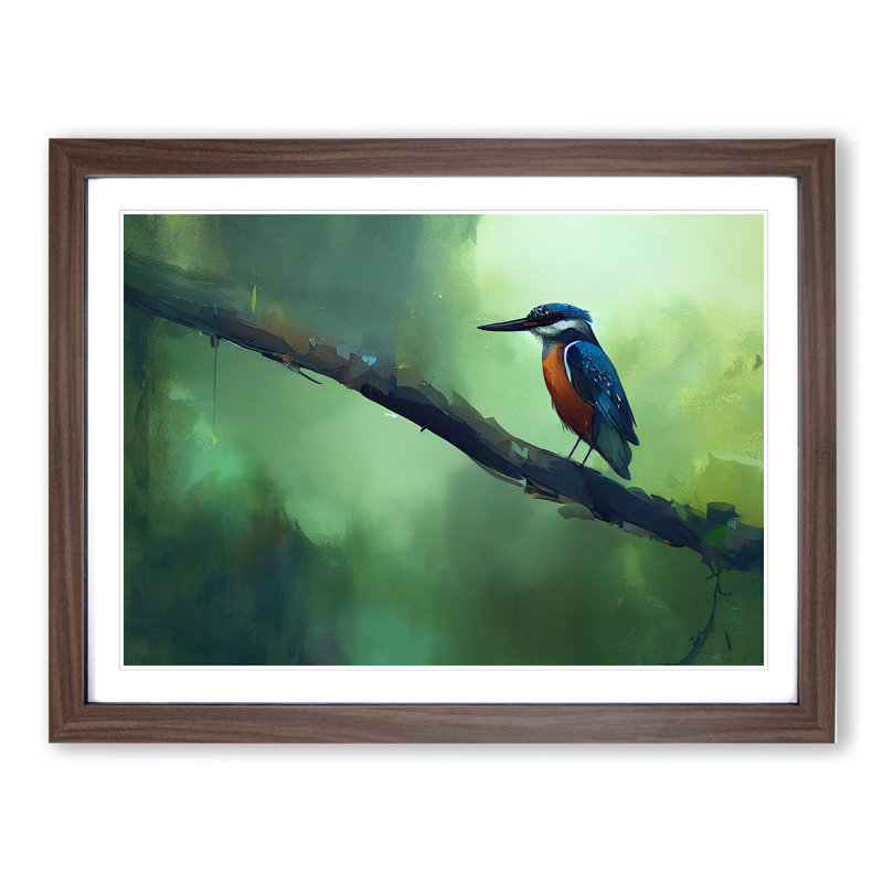 Kingfisher Bird Vol.6 - Framed Print, 34cm H x 46cm W x 2cm D, Walnut