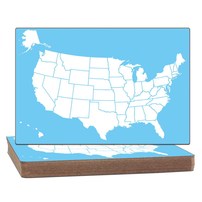 Blue and White Double-Sided USA Map Dry Erase Boards, 18" x 12", Set of 12