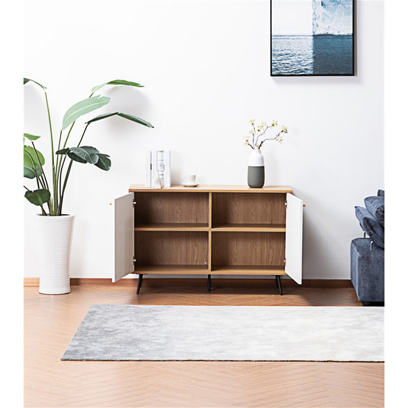 Console de rangement brun clair et blanc