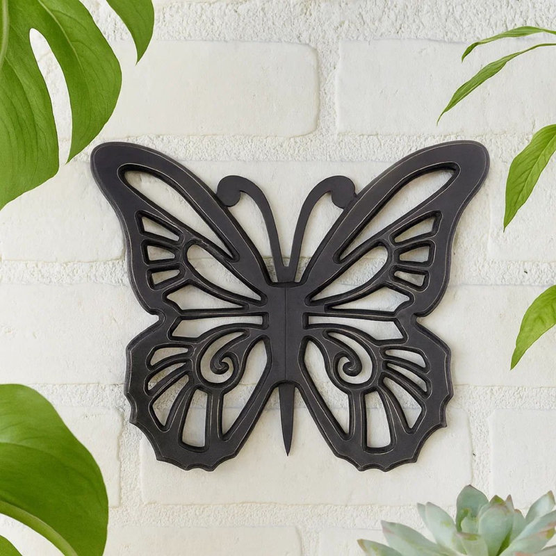 Plaque murale en bois avec détail découpé, noir, Noir