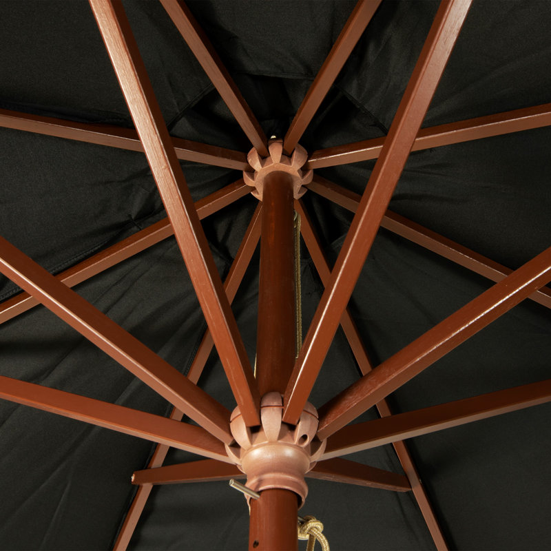 9 Ft Classic Wood Patio Umbrella, Black