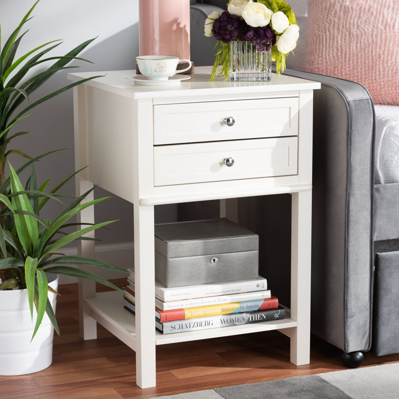 Table de chevet 2 tiroirs Karihayan Picadilly, Blanc