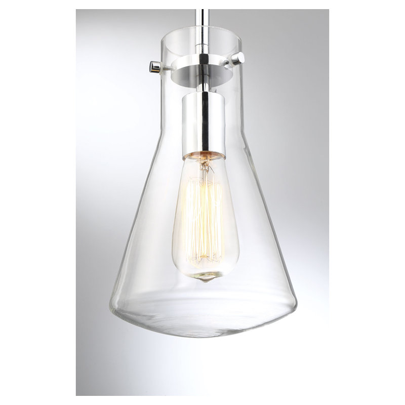 Renata 1 - Light Single Cone Pendant in Chrome, Chrome