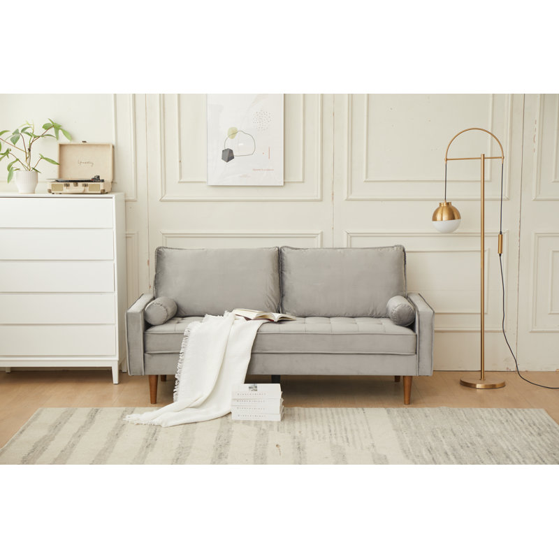 Mearline 70'' Velvet Loveseat, Gray Velvet