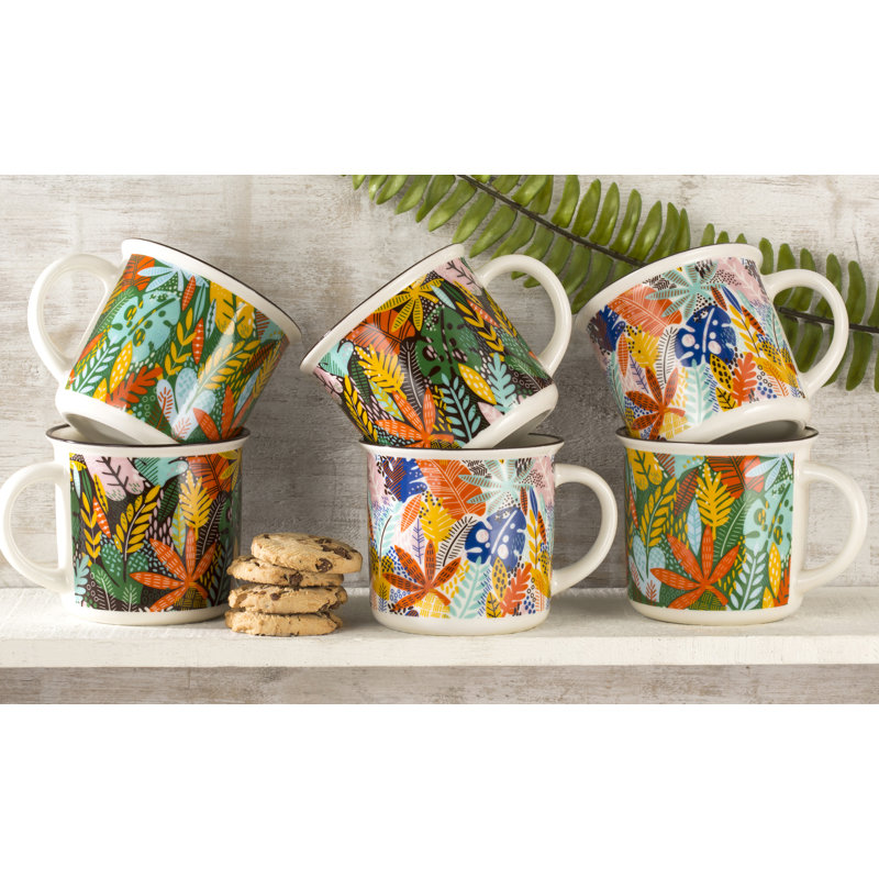 6pc Summer Leaf Mugs