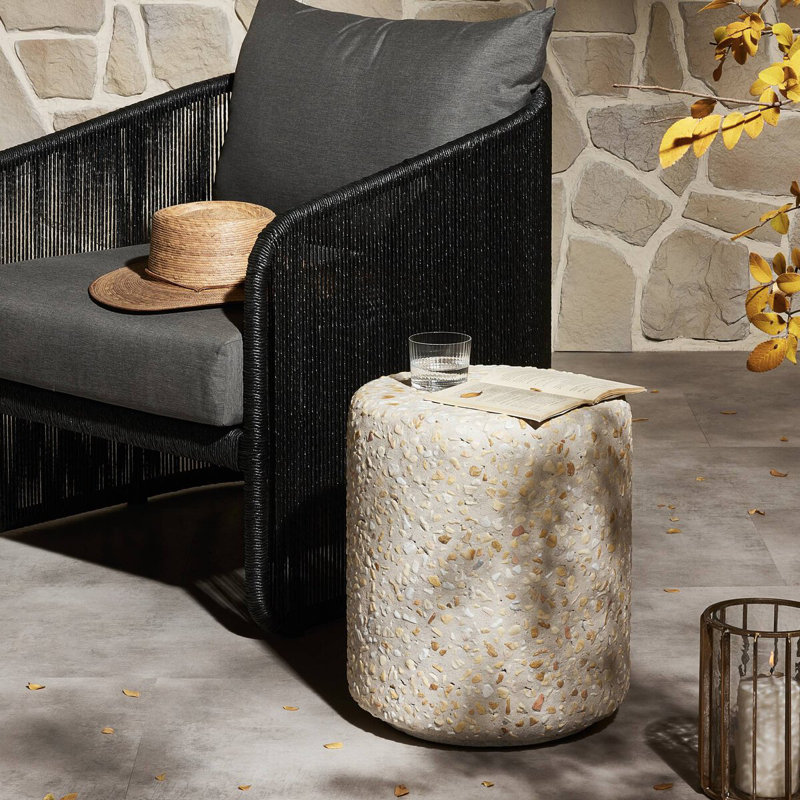 Orlan Outdoor End Table-Pure Terrazzo
