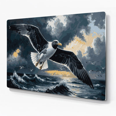 Oiseaux, art mural en métal bleu