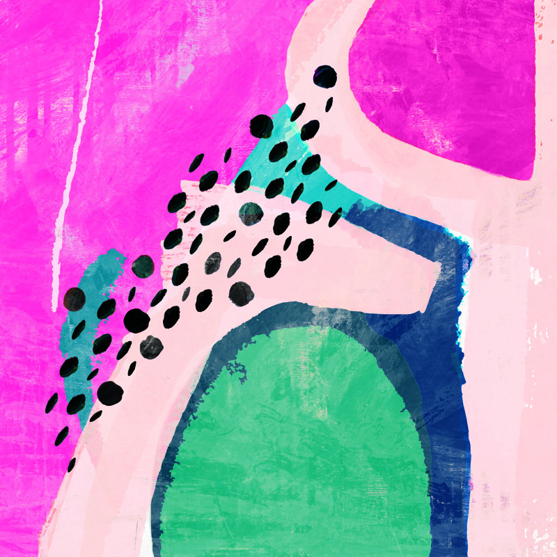 Rose et bleu sarcelle abstrait - impression, H 36 po x l 36 po