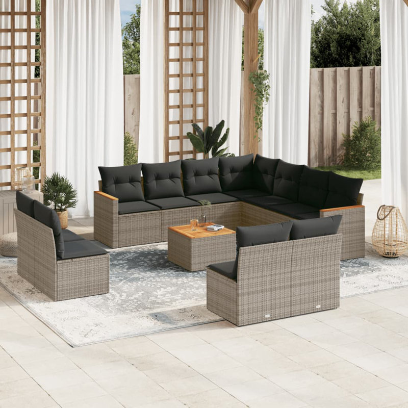 Vidaxl Garden Sofa Set, Gray Cushion/Gray Frame