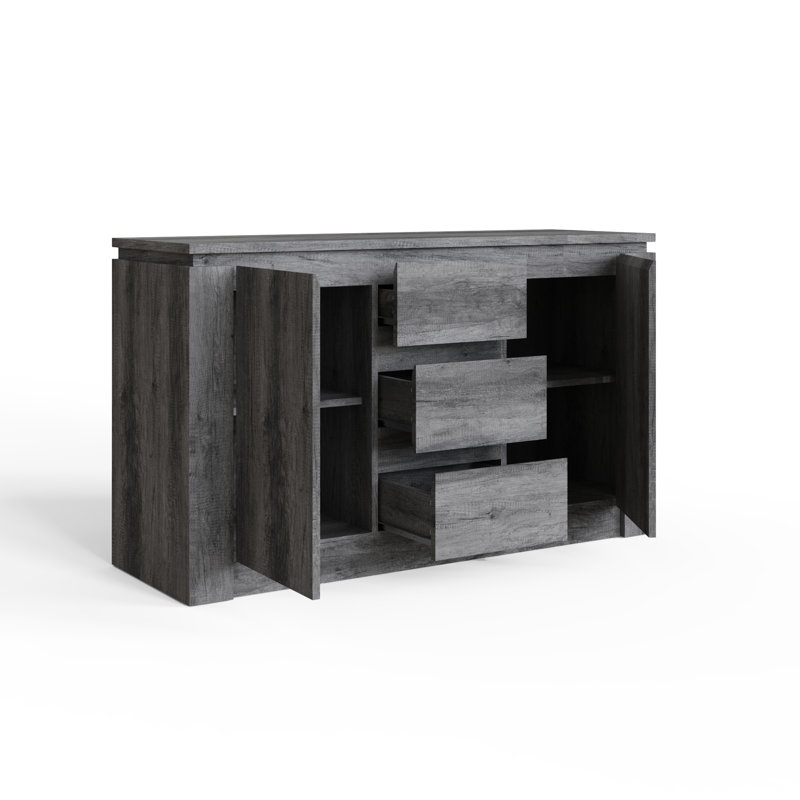Allred 119cm Wide 3 Drawer Sideboard, Charcoal Grey
