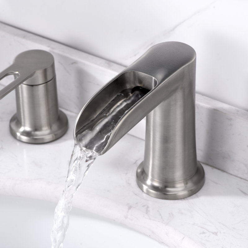 Widespread Bathroom Faucet with Drain Assembly, Brushed Nickel