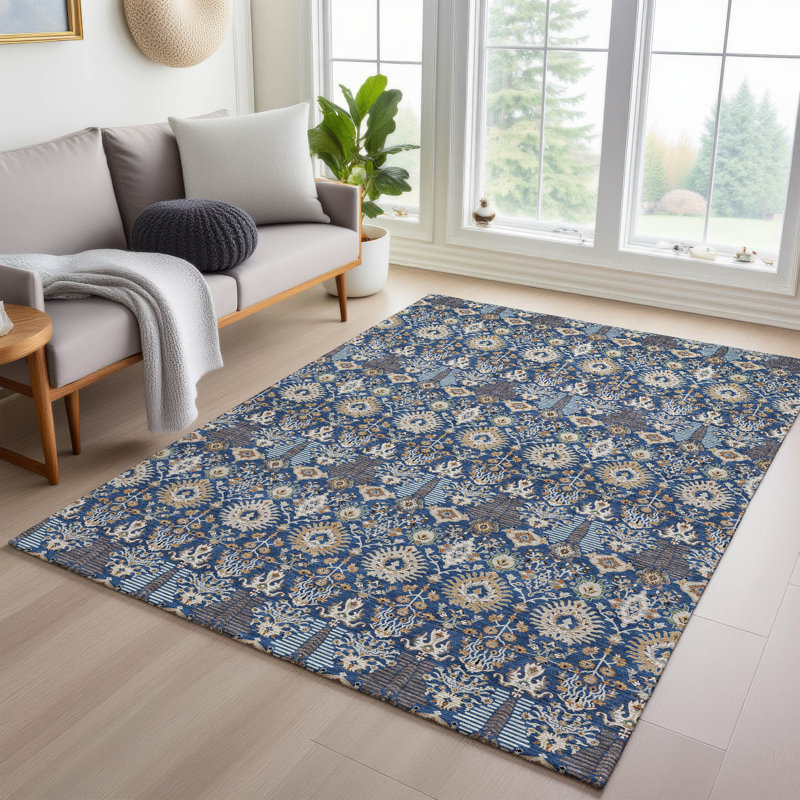 Machine Washable Indoor/Outdoor Gursevak ACN2251 Global Rug, Rectangle 9' x 12'
