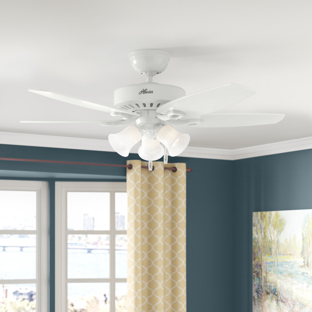 42" Builder 5 - Blade Standard Ceiling Fan with Pull Chain and Light Kit Included Hunter Fan 