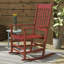 Ensemble de chaises berçantes d'extérieur en bois, accoudoirs lisses, dossier haut, durable pour patio, balcon et porche, rouge vin