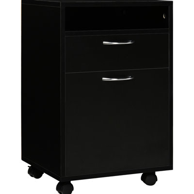 Boîte de rangement mobile noire avec tiroir et armoire, support d'imprimante. Grande capacité, se déplace facilement, s'adapte à la surface du bureau, construit en noir armoire. Pour les fournitures de bureau, facilité, sous les bureaux,