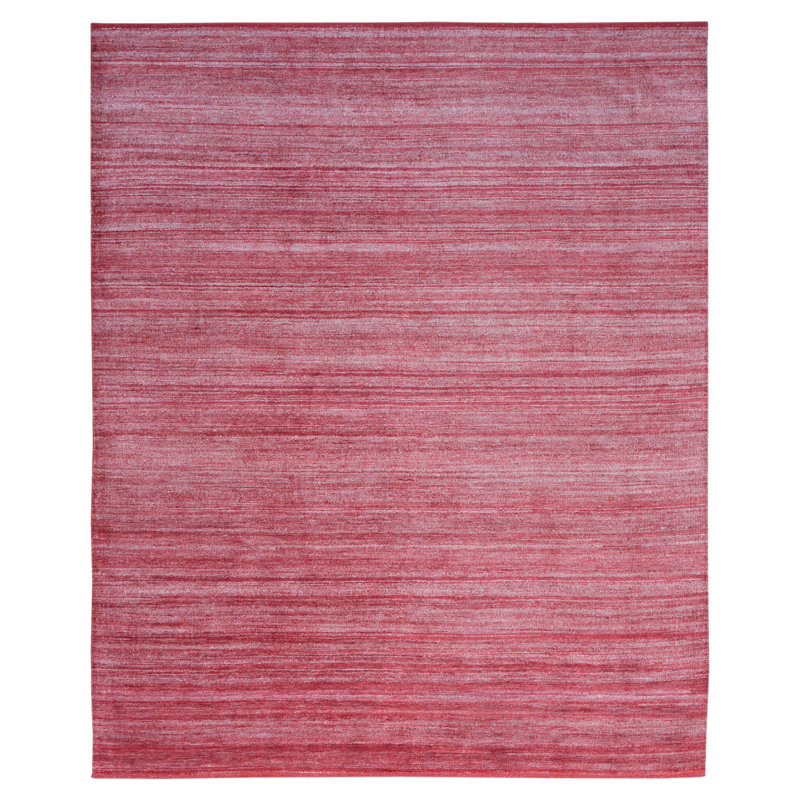 Solid Saree Silk Rug, Red, Rectangle 9' x 12'