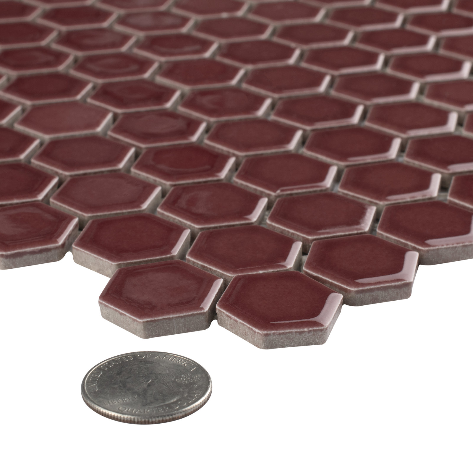 Tribeca 1" Porcelain Mosaic Tile, Rusty Red