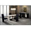 Buffet noir Stacey avec beaucoup de rangement et un design élégant, parfait pour les espaces de repas et de divertissement modernes.