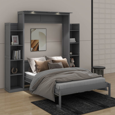 Lit escamotable double avec lumières DEL et tablettes