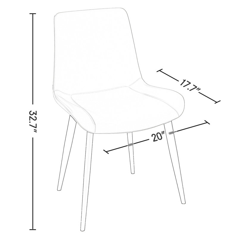 Industrial - Chaises de salle à manger en cuir de chameau 2 avec structure en métal robuste, largeur de produit de 23,2 po, poids de la base de paquet de 27,1 lb, hauteur de 33,4 po,
