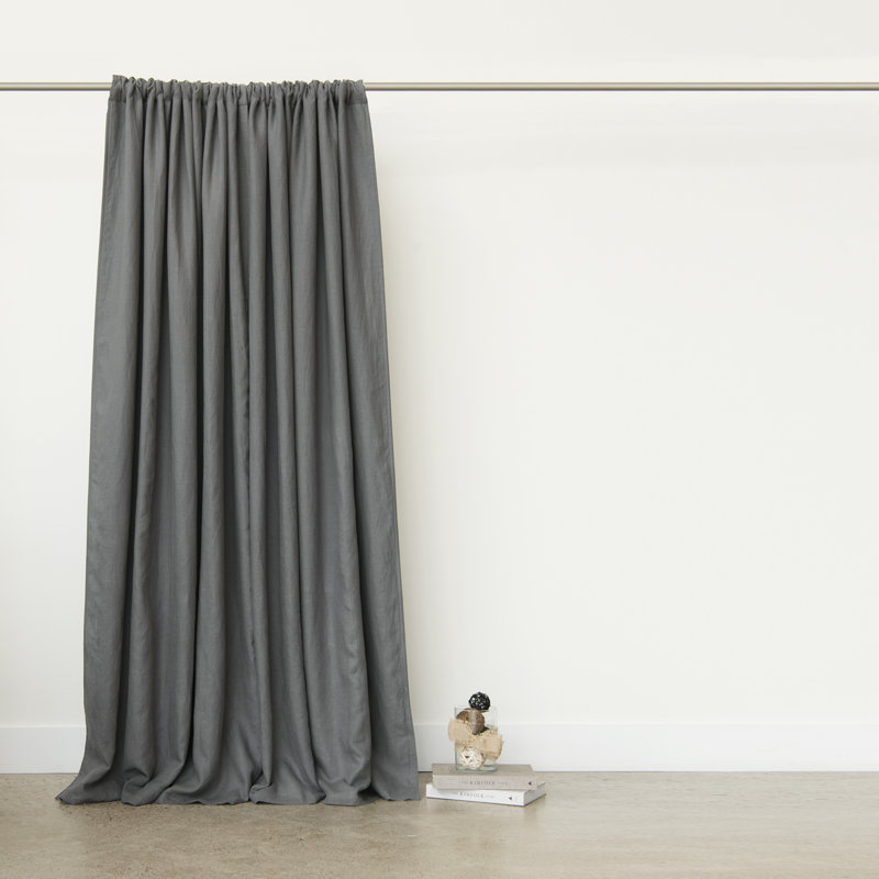 Gabriella Linen Blackout Curtain Single Panel, Dark Gray