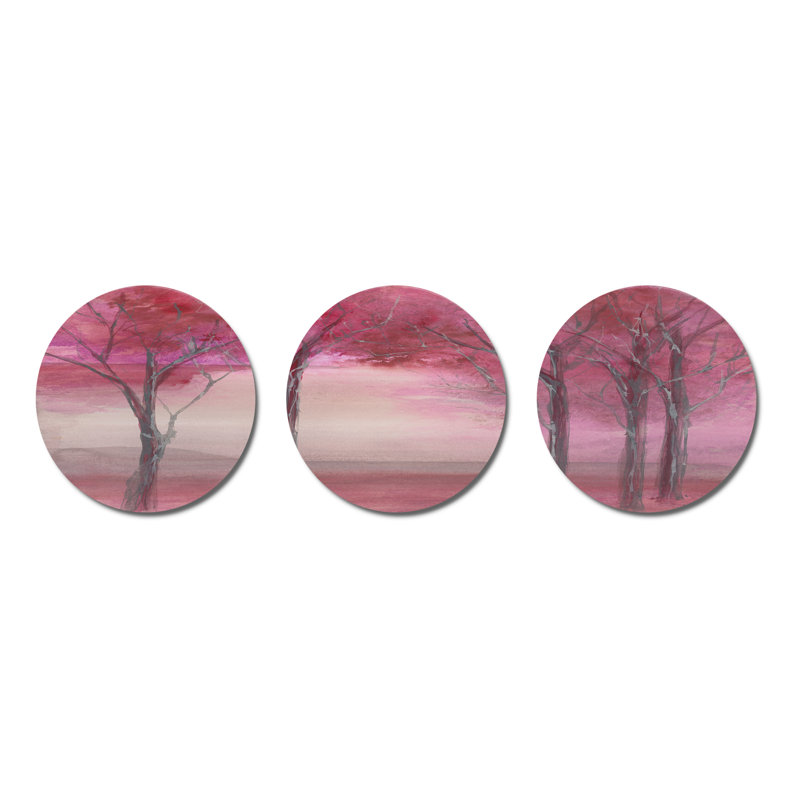 Ensemble de décoration murale en métal rose forêt rose