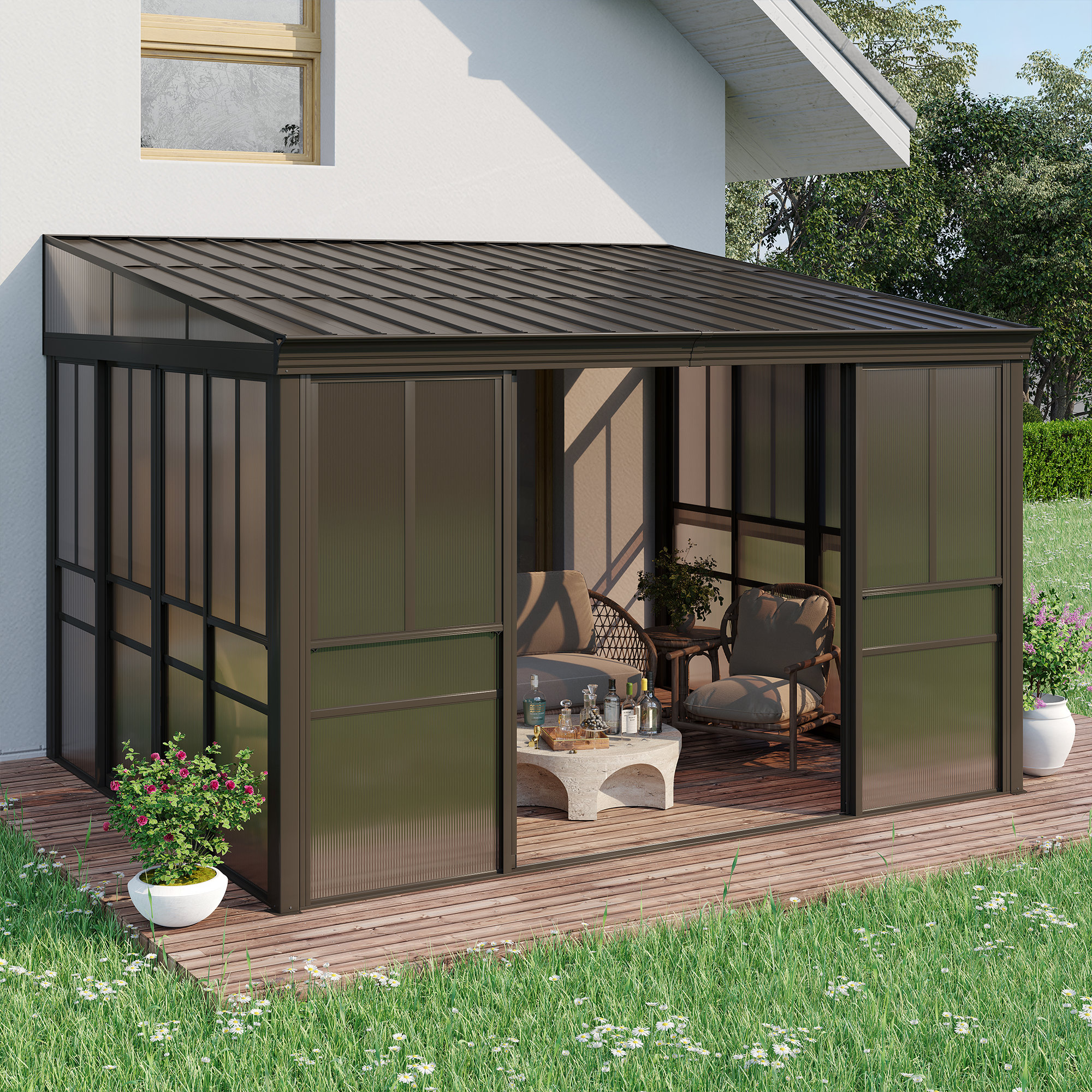 Wall Mounted Gazebo Stable & Elegant Sunroom | Domi Solarium