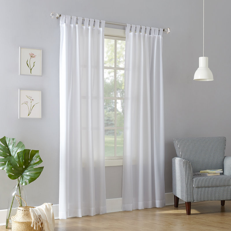 Panneau de rideau simple semi-transparent en polyester - Basics by Wayfair ™, Blanc, L 40 po x L 108 po