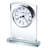 Talbot Glam Roman Numeral Crystal Quartz Movement / Crystal Tabletop Clock with Alarm in Clear/White/Silver