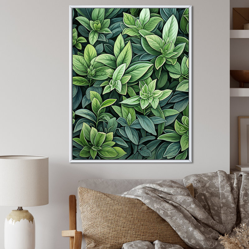 Herbes, sauge, sagesse, art floral, Cadre flottant blanc, H 40 po x l 30 po
