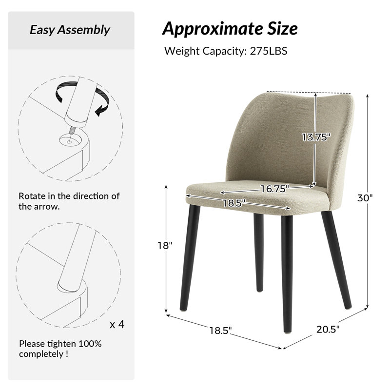 Ensemble de 2 chaises de salle à manger Kanalu, Beige