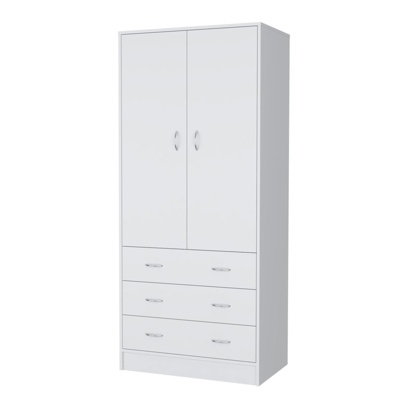 Armoire, avec 2 portes, 3 tiroirs et 1 tringle, blanc
