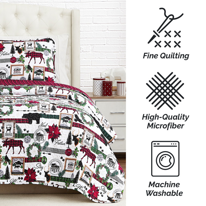Literie réversible surdimensionnée Merry Town de Southshore Fine Linens, en microfibre doublement brossée 100 g/m², comprenant une couette et une taie d'oreiller, pour les fêtes, taille simple/simple XL.