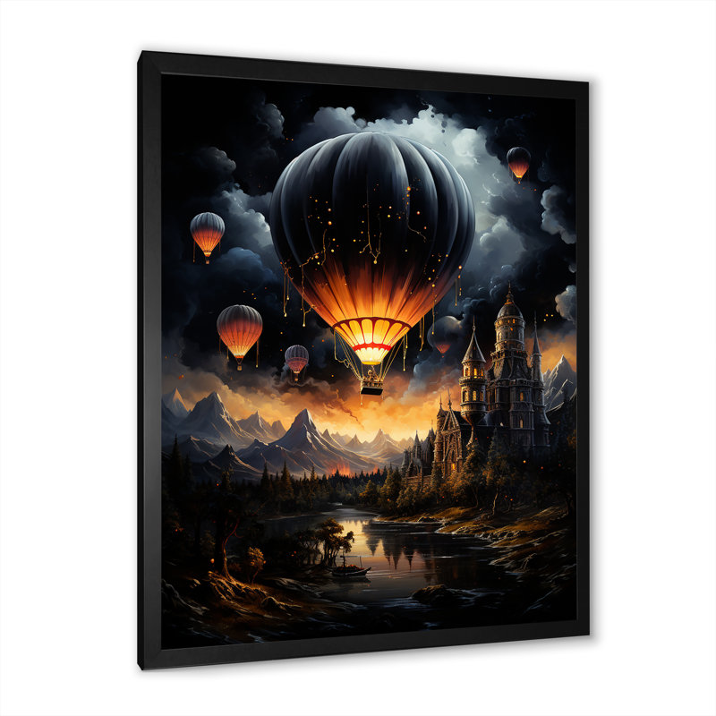 «Dark Balloon Mystery Journey II», reproduction d'art sur toile, Cadre photo noir, H 20 po x l 12 po x P 1 po