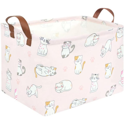 Paniers rectangulaires pour chat, panier de rangement de jouets pour enfants mignons, organisateur de cadeau rose, boîte à jouets, organisateur de jouets, chambre de bébé, décoration de salle de chat rectangulaire vide