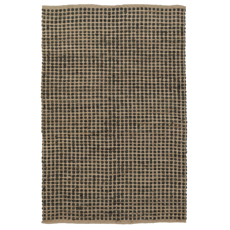 Tapis réversible tissé à la main Gracie Oaks Zwilling Brun clair / noir, Rectangle 7 pi 9 po x 10 pi 6 po