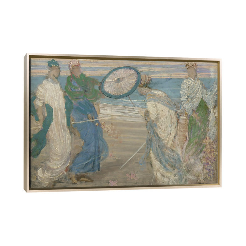 Symphonie en bleu et rose - reproduction d'art murale - toile encadrée, 40 po x 60 po, Toile avec cadre, Champagne