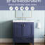 Meuble-lavabo bleu marine avec lavabo 30 po 24V03-30Nb. Entièrement assemblé. Comptoir en marbre. Structure en bois massif. Système de fermeture en douceur. Décoration moderne. P 30,18 po x l 18,5 po. H 33,4,4 lb.