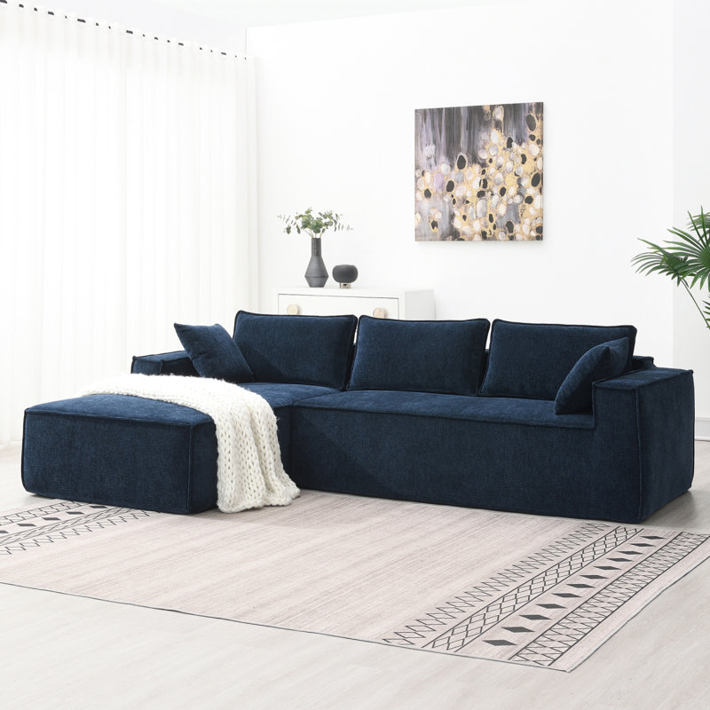 Canapé moderne - ensemble 9587G, Chenille bleu foncé