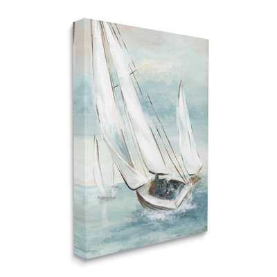 Voilier, embarcation, voile, éclaboussant les vagues de l'océan par Nan - Peinture