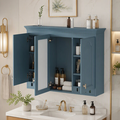 Armoire à miroir murale 35 pouces tout-en-un avec tablettes réglables
