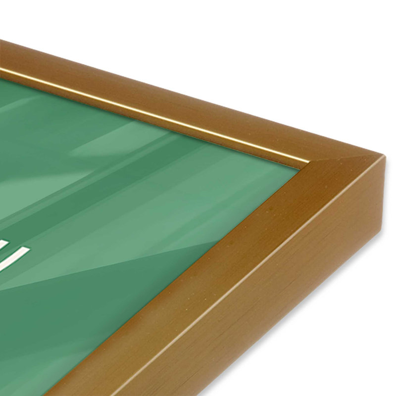 Impression de lignes vertes Bauhaus Modernist, Cadre simple en or poli, H 21,25 po x l 17,25 po x P 1,25 po