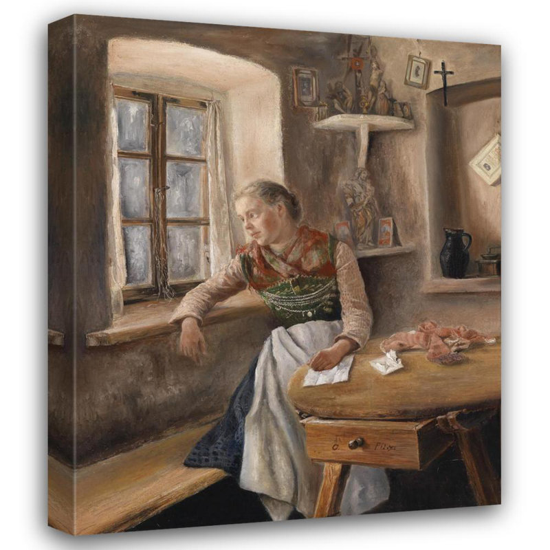 «Girl at the Window» par Otto Piltz - Art mural sur toile tendue avec châssis, H 24 po x l 17 po
