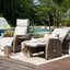 Garden Wicker Recliner Chair, Air Pump Adjustable Backrest Up to 150 Degree with Cushions-2079340027-2079340024
