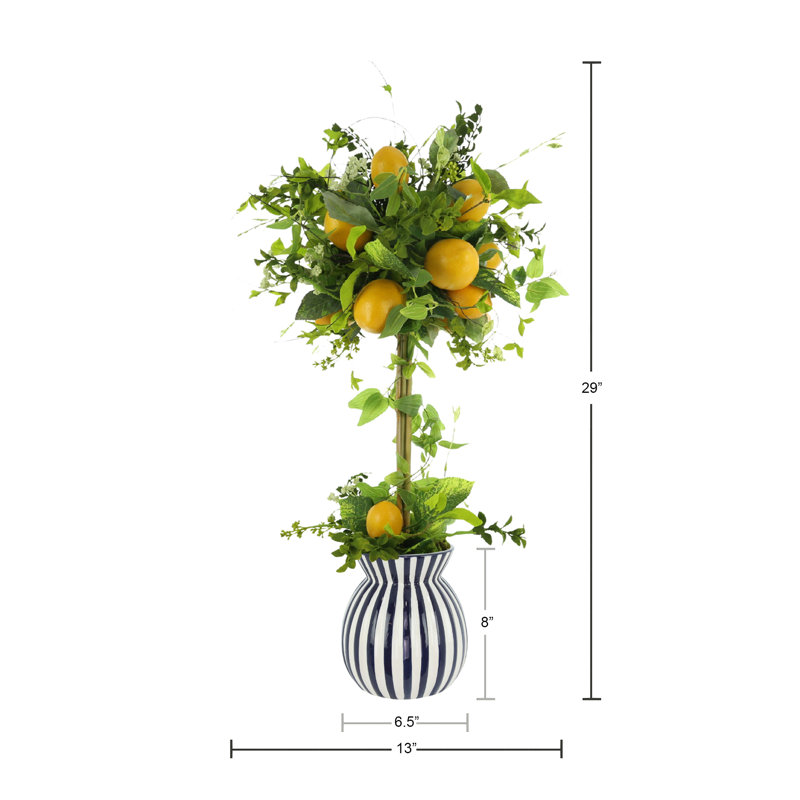 Lemon and Vine Topiary in Decorative Ceramic Vase