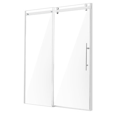 Frameless Shower Door, 58-59 W x 75 H in, Shower Sliding Glass Door with 5/16 in(8mm) Clear SGCC Tempered Glass, Waterproof Shatterproof NANO Stainproof with Stainless Steel Hardware, Chrome