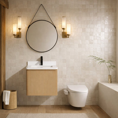 Meuble-lavabo flottant simple 24 po avec plateau en quartz Bueche